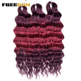 FREEDOM Synthetic Curly Braiding Hair Extensions 24 Inch/60 cm Long Deep Wavy Twist Crochet Braids Hair Ombre Brown Rainbow Hair Khamik Shop Online