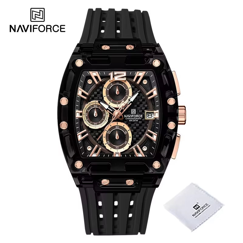 New  Men'S Quartz Multifunction Watches Fashion Sports Chronograph 5ATM Waterproof Silicone Band Casual Man Wrist Watch