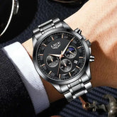 LIGE Luxury Fashion Quartz Man Watch Classic Business Auto Date Gentlemen Steel Band Moon Phase Waterproof Watches for Men Male Khamik Shop Online