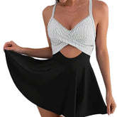 Swimsuit Woman Tankini Cross Front Tankini Top Adjustable Straps V Neckline High Waist Skirt Swim Tankini Set Modest Swimwear Khamik Shop Online