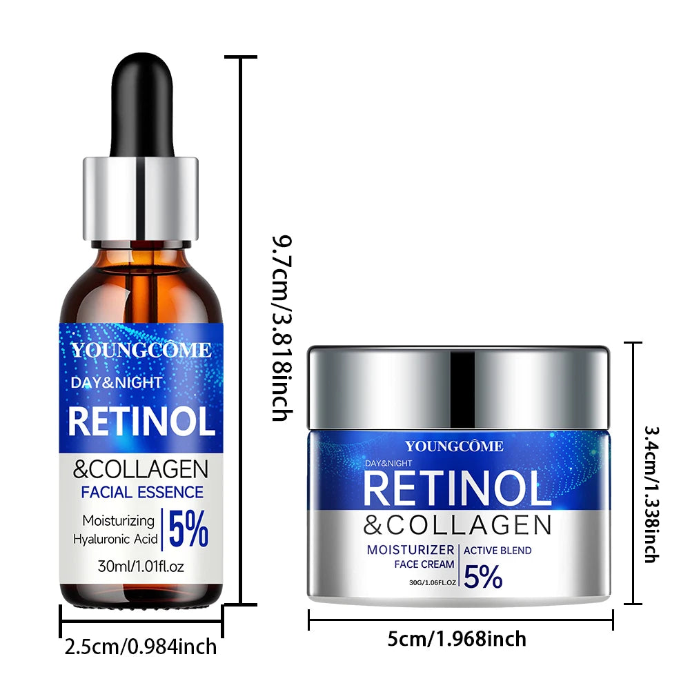 Retinol Cream Serum Combo Set Locks In Moisture Repairs Skin Smoothes Wrinkles Increases Elasticity For Younger Healthier Skin Khamik Shop Online