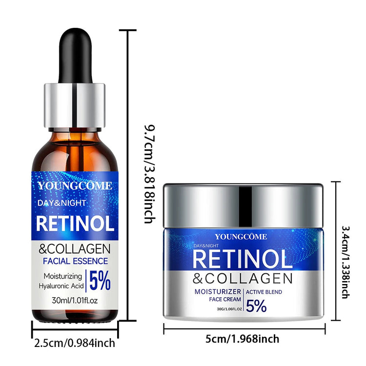 Retinol Cream Serum Combo Set Locks In Moisture Repairs Skin Smoothes Wrinkles Increases Elasticity For Younger Healthier Skin Khamik Shop Online