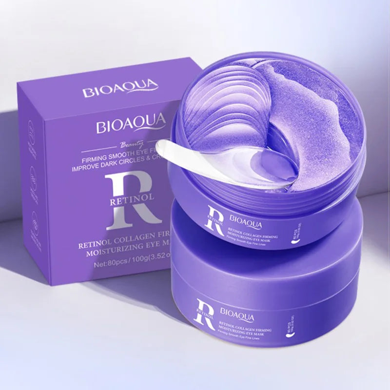 80Pcs BIOAQUA Retinol Crystal Collagen Eye Mask anti Dark Circles Anti-Wrinkles Moisturizing Anti-Aging Eye Patches Skin Care