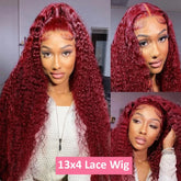200 Density Burgundy Deep Wave Human Hair Wig 99J Colored 13x4 13x6 HD Water Curly Wave Full Lace Frontal Wigs For Women 46 Inch - Khamik Shop Online