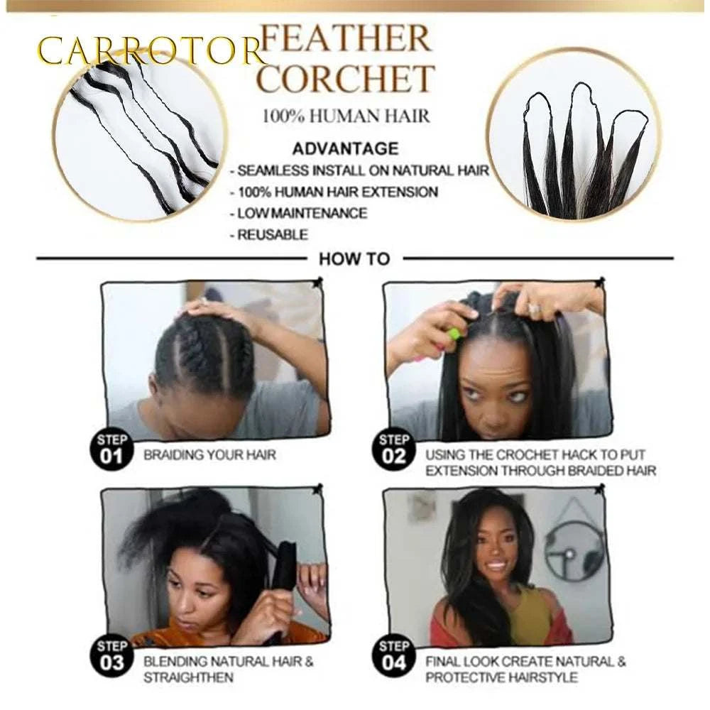 Perruque crochet cheveux ondulés naturels pour femmes noires sans nœuds
