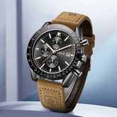 LIGE Leather Watches Men Fashion Business 30M Waterproof Quartz Wristwatch Chronograph Date Luxury Luminous Sports Man Watch+Box Khamik Shop Online