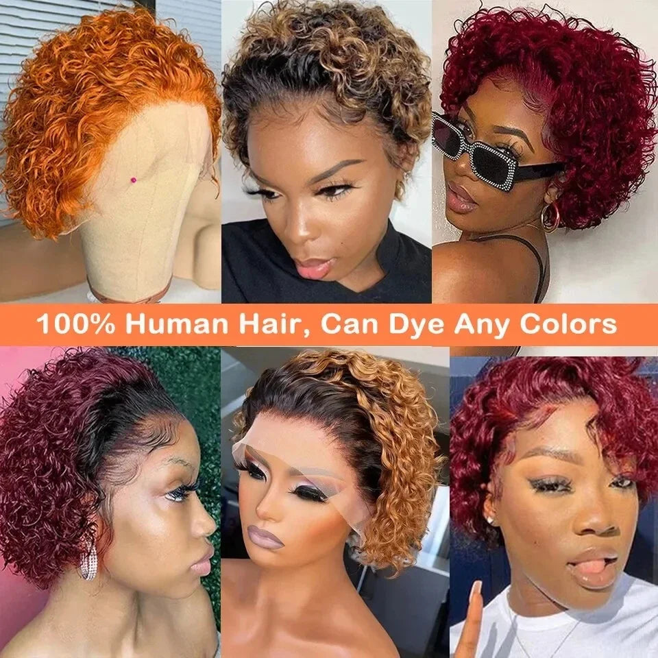 Peruvian Hair Pixie Cut Wig Kinky Curly Virgin Hair Wig 1B/30 Short Bob Natural Color Full Machine Made Wigs For Black Women Khamik Shop Online