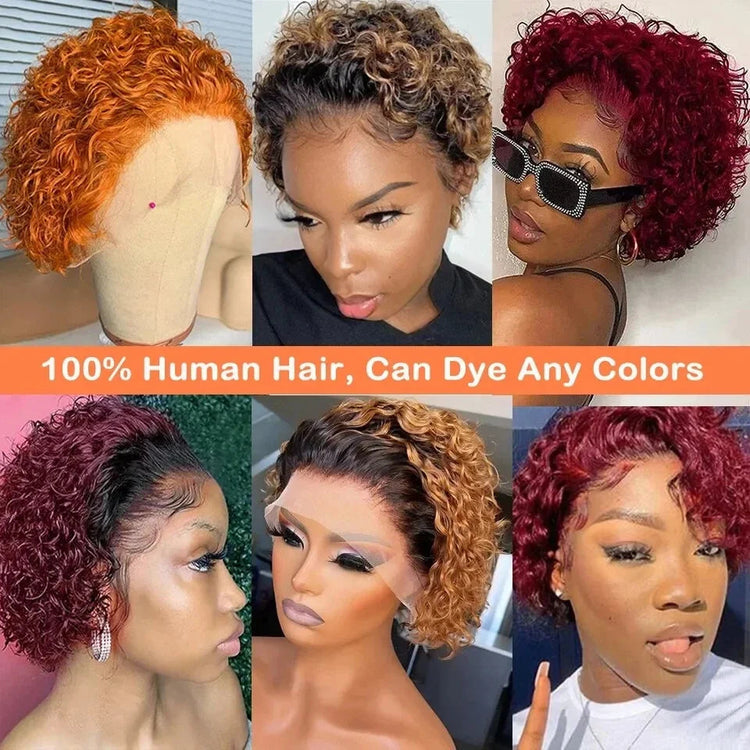 Peruvian Hair Pixie Cut Wig Kinky Curly Virgin Hair Wig 1B/30 Short Bob Natural Color Full Machine Made Wigs For Black Women Khamik Shop Online