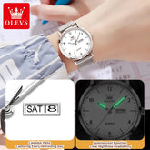 OLEVS 2996 Women Watches Original Elegant Slim Quartz Watch Waterproof Dual Calendar Display Watches For Woman Gift Box Reloj Khamik Shop Online