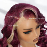 Alipearl Hair Side Part 13x4 Burgundy 99J Wig with Blonde Ombre Human Hair Lace Frontal Wig Ocean Wave Glueless Wig Pluck Khamik Shop Online