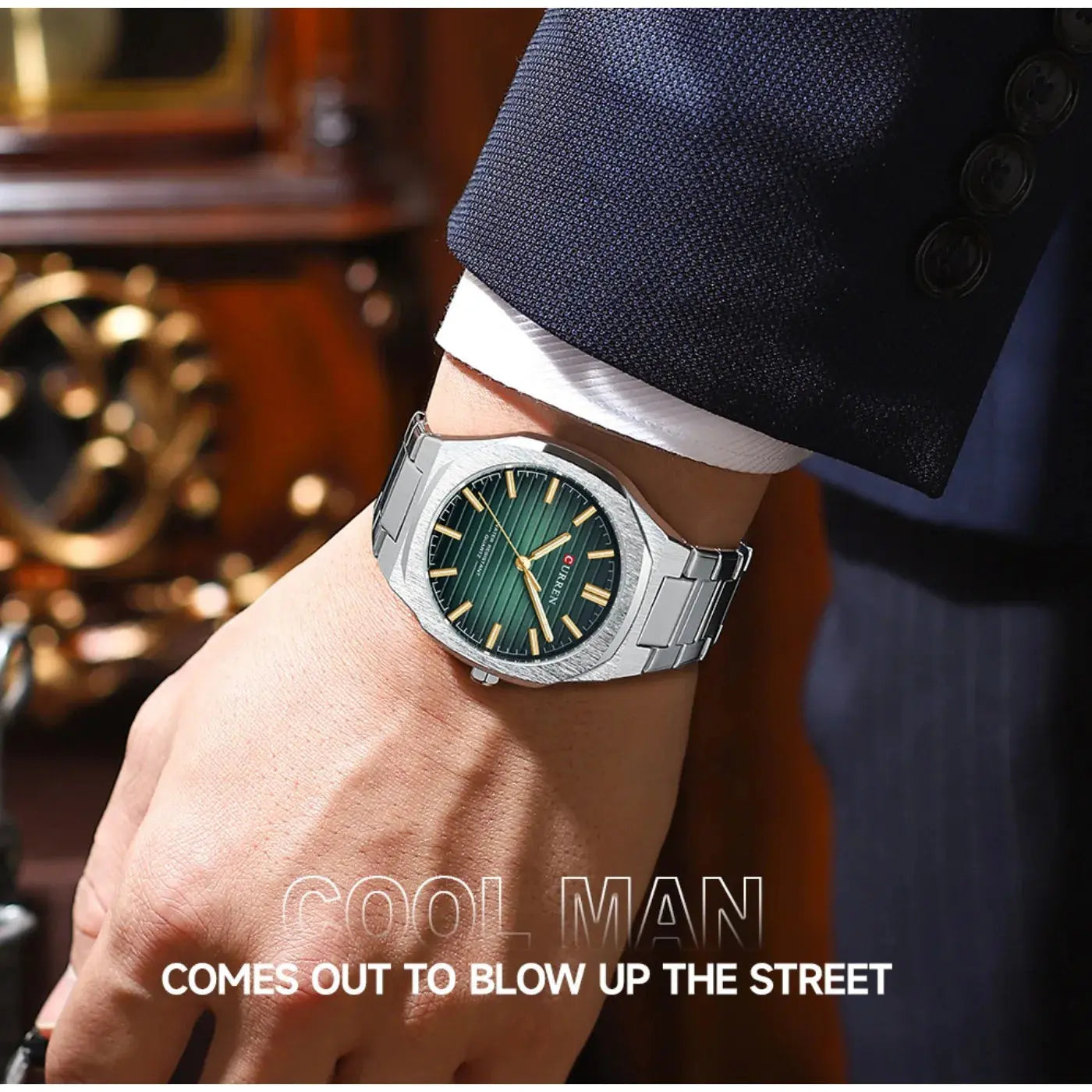 CURREN 8456 Business Quartz Stainless Steel Strap Watch Square Dial Casual Style Wristwatch with Waterproof Function Khamik Shop Online