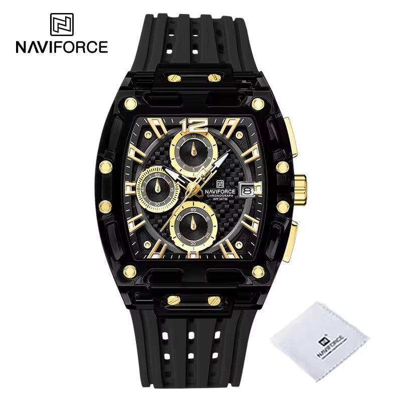 New  Men'S Quartz Multifunction Watches Fashion Sports Chronograph 5ATM Waterproof Silicone Band Casual Man Wrist Watch