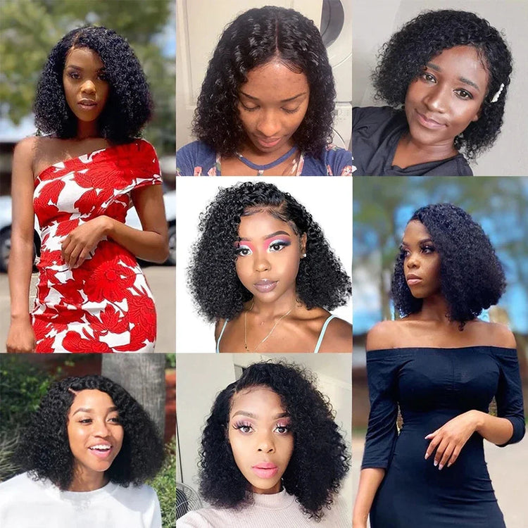 13x4 Lace Wig Side Part Pixie Cut Wigs 100% Virgin Hair Side Part Brazilian Water Wave bob Wig Transparent Lace For Black Women Khamik Shop Online
