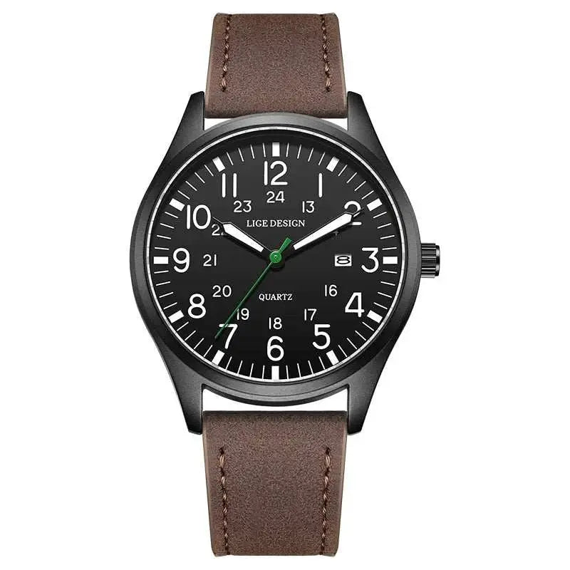 LIGE 2025 TOP NEW quartz wristwatch Arabic Watch for Men Luminous Green Nylon Luxury Leather Wrist Men Watch Montre Homme+BOX Khamik Shop Online