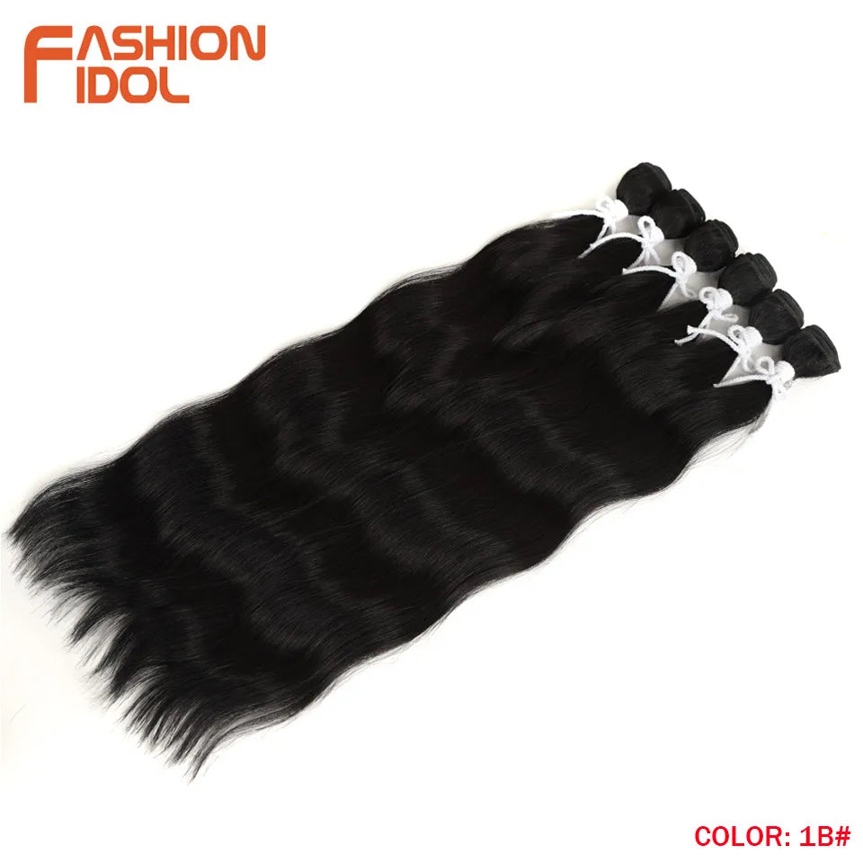FASHION IDOL Water Wave Hair Bundles Synthetic Hair Extensions Ombre Blonde Hair Weave Bundles 6pcs 20" High Temperature Fiber Khamik Shop Online