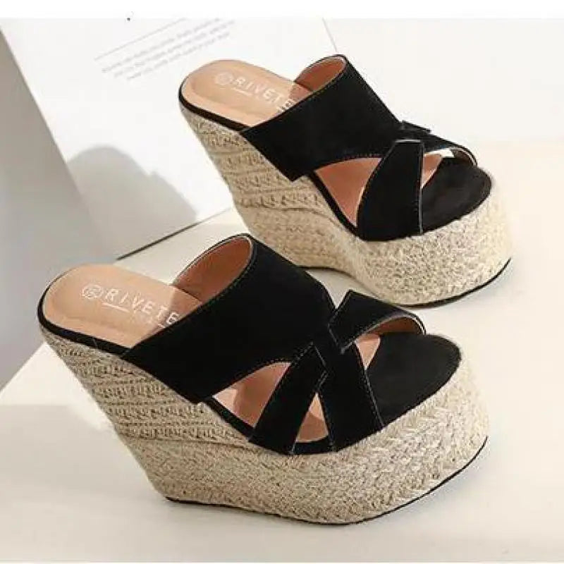 Women Sandals In Summer  Wedges Heels Platform Footwear 14cm High Heels Sandals Shoes For Lady Khamik Shop Online