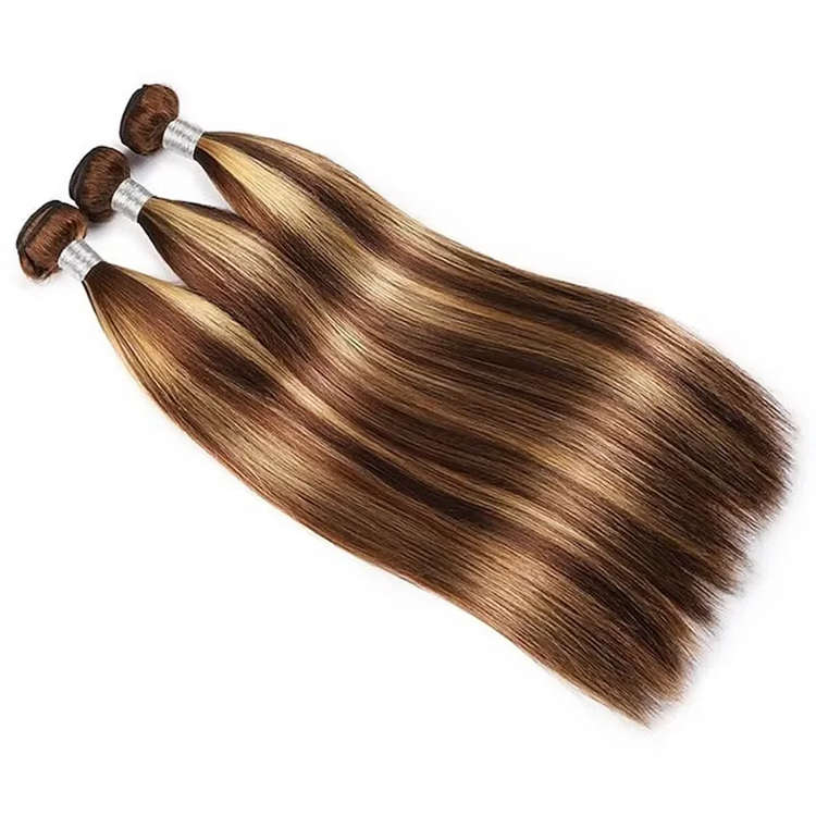 Human Hair Weaves Highlight Straight 1/3 Bundles P4/27 Honey Blonde Brown For Women Brazilian Straight Bundles Human Hair Virgin Khamik Shop Online