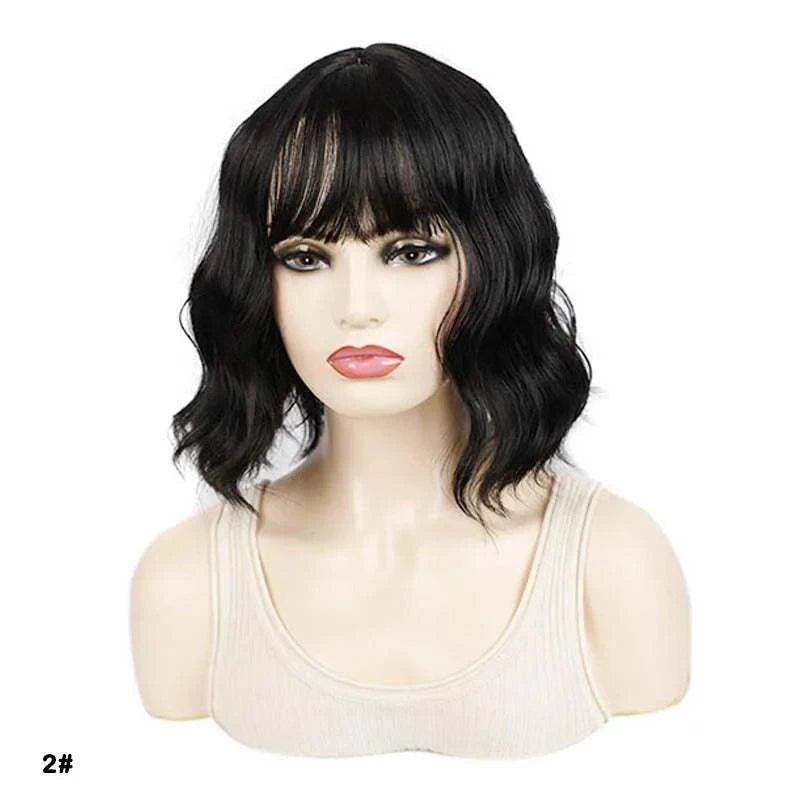 Jeedou 14 Inch Water Wave Bob Wig With Air Bangs Matte Synthetic Short Wavy Wigs For Women Daily Cosplay Colorful Wig Khamik Shop Online