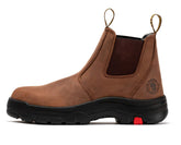 ROCKROOSTER Lumen Brown 6 inch Pull-on Leather Work Boots AK224 Maroon Trillium