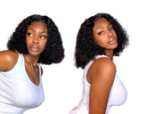 Short Bob U Part Wig Human Hair Jerry Curl Brazilian Remy Glueless Wig Cerise Alfie