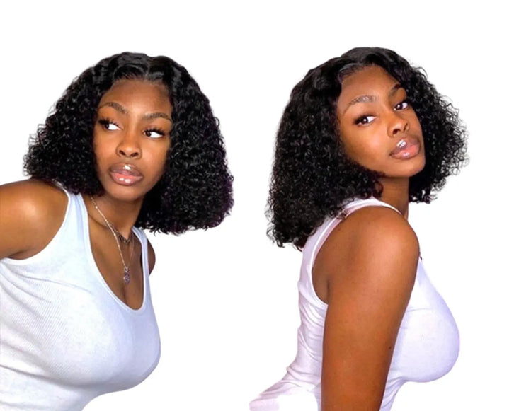 Short Bob U Part Wig Human Hair Jerry Curl Brazilian Remy Glueless Wig Cerise Alfie