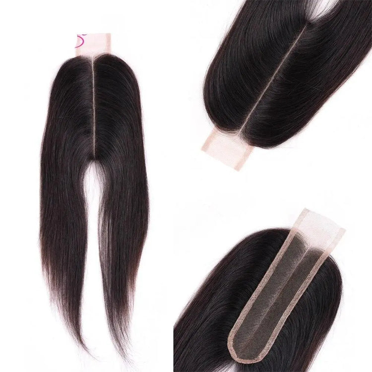 BeuMax 10A Grade 3/4 Straight Hair Bundles with 2x6 Closure Brazilian Cerise Alfie