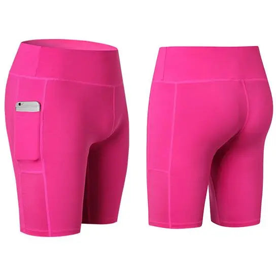 All Seasons Yoga Shorts Stretchable With Phone Pocket Salmon Lucky