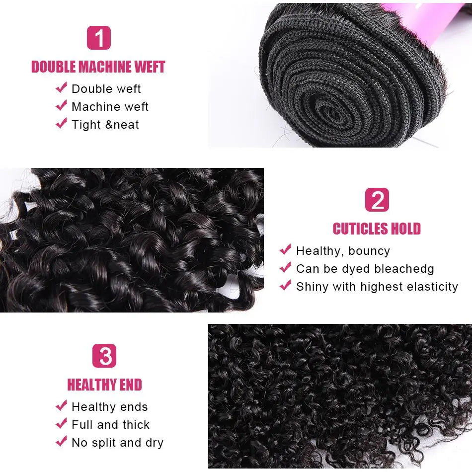 BeuMAX 10A Grade 3/4 Bundles Kinky Curly Brazilian Human Hair Cerise Alfie