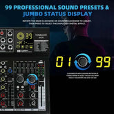 Fuluode M206/M208 Audio mixer 99 Preset DSP Effects 7-Band EQ Adjustment on Main Output Bluetooth USB MONO Input Connectivity Khamik Shop Online