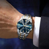 VA VA VOOM Hot Selling Original Blue Gold Quartz Watch Men Fashion High Quality Japanese Movement Gold Stainless Steel Fashion Clock Sports Gift Watch Men Rhombus Design Business Quartz Watch Men Fashion Gold Clock Sports Gift Watch for Men Khamik Shop Online