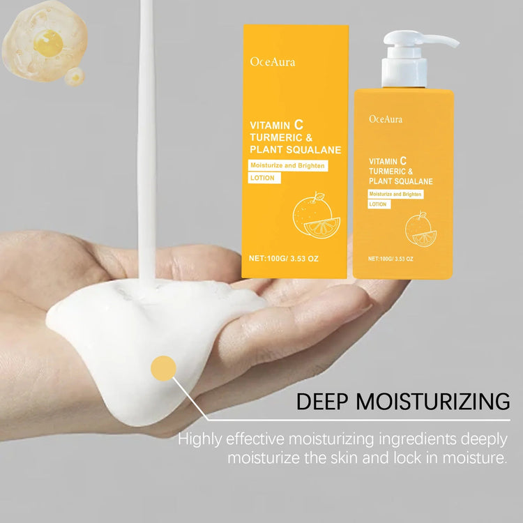 OceAura Vitamin C Brightening Body Lotion Deep Moisturizing Dullness Improving Gentle Exfoliating Even Tone Skin Care Cream 100g Khamik Shop Online