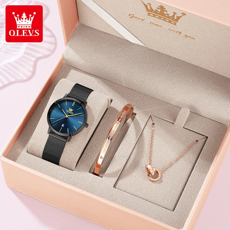 OLEVS Woman Watch 5869 Elegant Fashion Quartz Wristwatch Waterproof Date Watches For Woman Set Bracelet Watch Box Gifts Original Khamik Shop Online