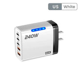240W GaN USB C Charger 5 in 1 Fast Charging Phone Charger Power Adapter For iPhone Samsung Xiaomi Type C EU/US Plug Wall Charger Khamik Shop Online