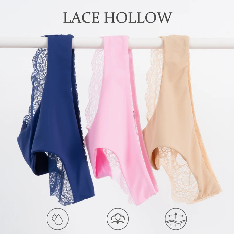 Fashion Lace Underwear Women Panties Sexy Briefs Solid Color Invisible Intimate Lingerie Female Breathable Seamless Panty