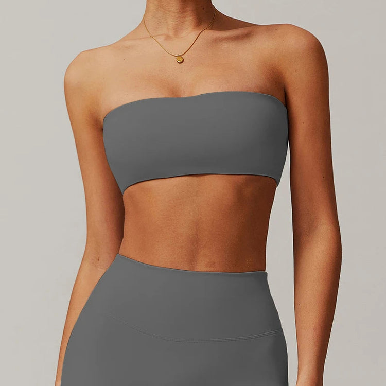 Strapless Sports Bra Gym Crop Top Women Quick-Drying Yoga Clothes Women Tube Bra Fitness Chest Wrap Underwear Workout Bra Female Khamik Shop Online
