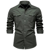 AIOPESON 2026 Business Cotton Pocket Shirt Long Sleeve Quality For Casual Slim Fit Solid Color Men Shirts Khamik Shop Online