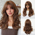 LOUIS FERRE Long Wavy Ombre Brown Wig with Bangs Synthetic Hair Wig Heat Resistant Daily Wear Office Party Cosplay Halloween Khamik Shop Online