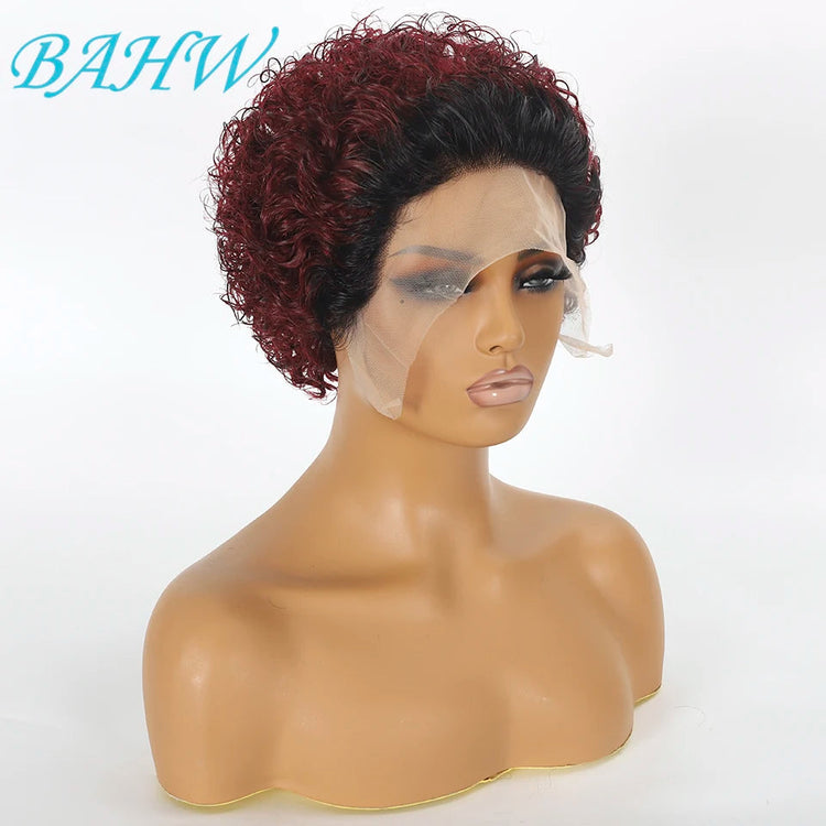 Peruvian Hair Pixie Cut Wig Kinky Curly Virgin Hair Wig 1B/30 Short Bob Natural Color Full Machine Made Wigs For Black Women Khamik Shop Online