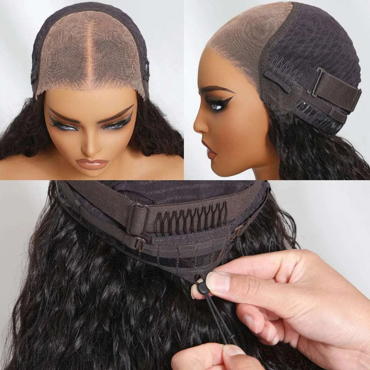 UNice Bye Bye Knots 7x5 Lace Water Wave Curly Wig With Drawstring Pre Cut Pre Bleached Glueless Wig Human Hair Ready To Wear Khamik Shop Online