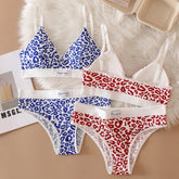 Women Push-Up Bra And Panties Set V-neck Non-wire Bra Low Waist Briefs Female Sexy Lingerie Cotton Leopard Print Underwear Set Khamik Shop Online