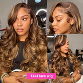 Highlight Body Wave 13x6 HD Omber Lace Front Human Hair Pre Plucked Wig 1B/30 Black Brown Colored Hair 13x4 HD Lace Frontal Wigs Khamik Shop Online