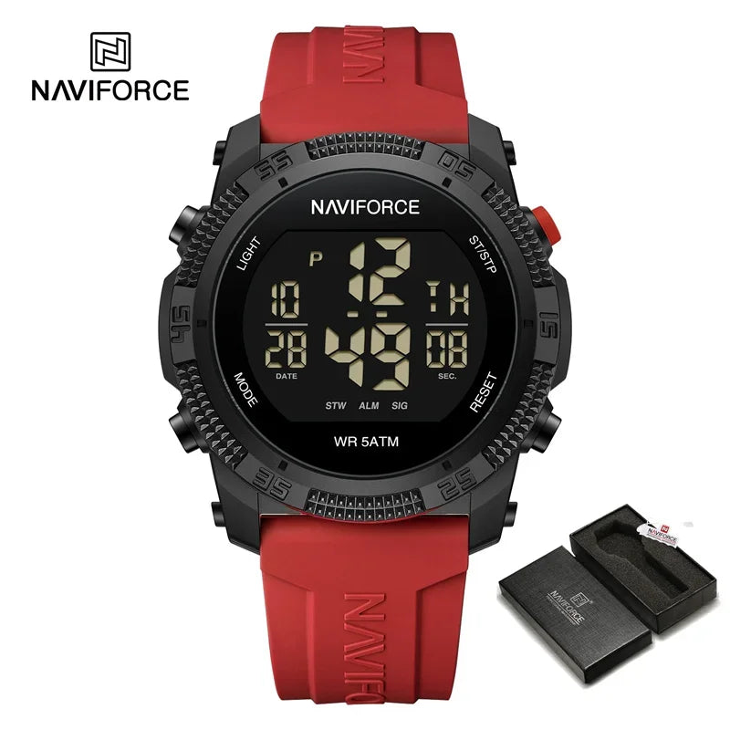 NF7104 Men'S LCD Digital Casual Date and Week Alarm Waterproof Silicone Strap Electronic Watch