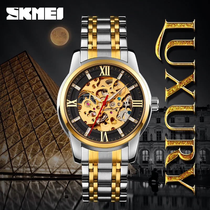 Fully Automatic Mechanical Watch Men Stainless Steel Circular Single Folding Buckle Metal Hollow Spiral Watch Reloj Hombre Khamik Shop Online