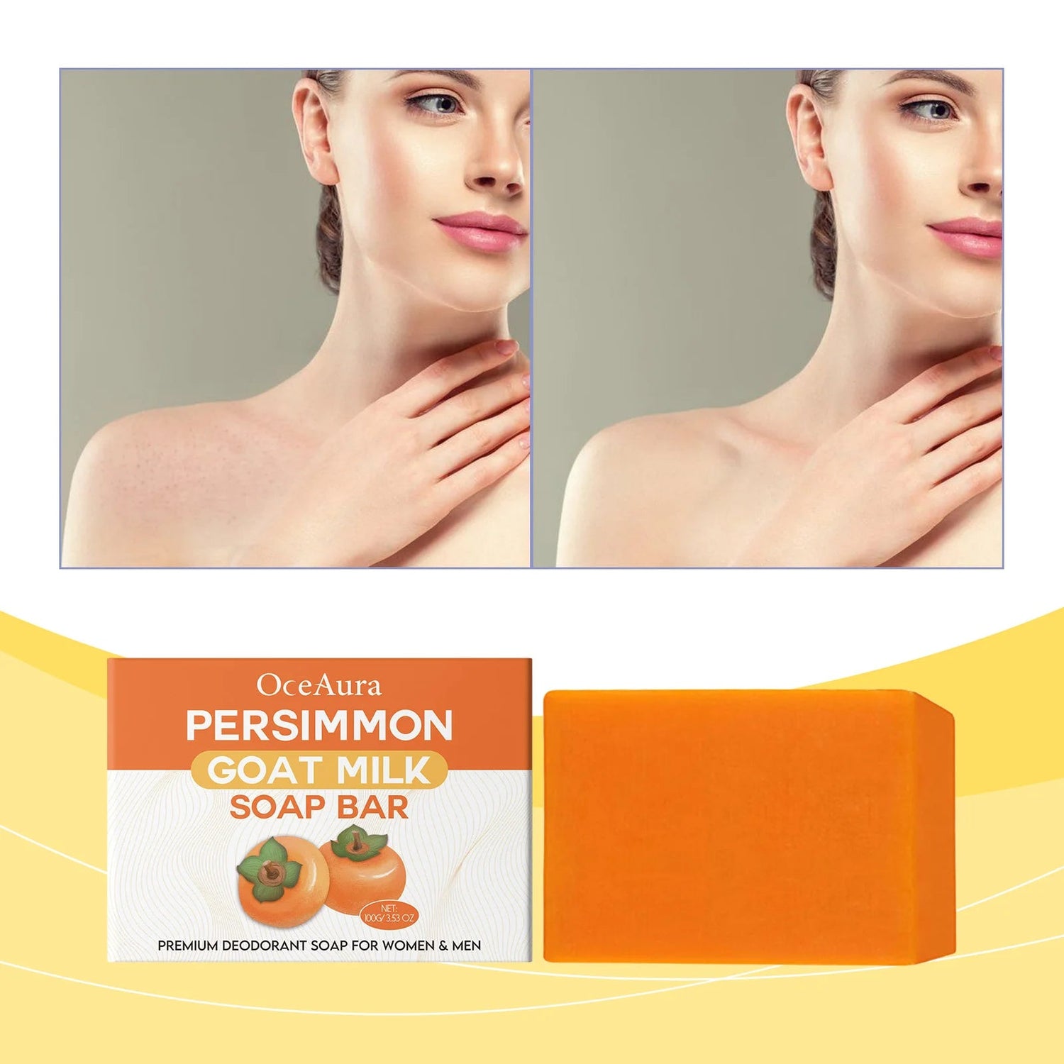 OceAura Persimmon Goat Milk Fragrance Soap Moisturizes, Moisturizes, Mildly Cleanses, Fragrances, Softens and Cares Skin Soap Khamik Shop Online