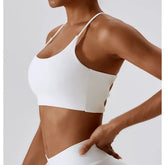 Solid Color U-Shaped Multi-Strap Cross Back Women Fitness Sports Bra Top Gym Yoga Athletic Tight Workout Jog Soft With Chest Pad Khamik Shop Online