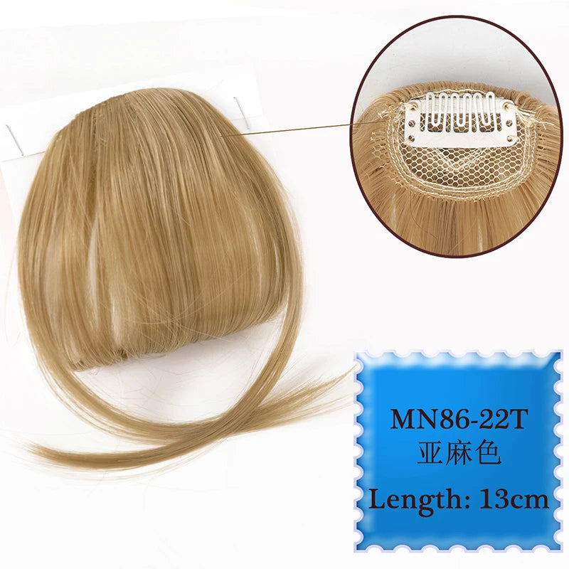 Synthetic Hair Clip In Bangs Brown Colored Invisible Front Fringes Clip in Hair Air Bangs Natural Black Fake Hair Bangs For Girl Khamik Shop Online