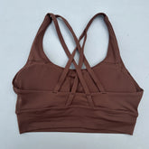 Solid Color Soft Cross Back Women Fitness Bra Tights Yoga Vest High Strength Shockproof Gym Sports Top Push Up With Chest Pad Khamik Shop Online