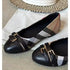 Fashion French Retro Style 2026 Single Shoes New Spring and Summer Spliced Belt Buckle Shallow Mouth Round Toe Flat Shoes Khamik Shop Online