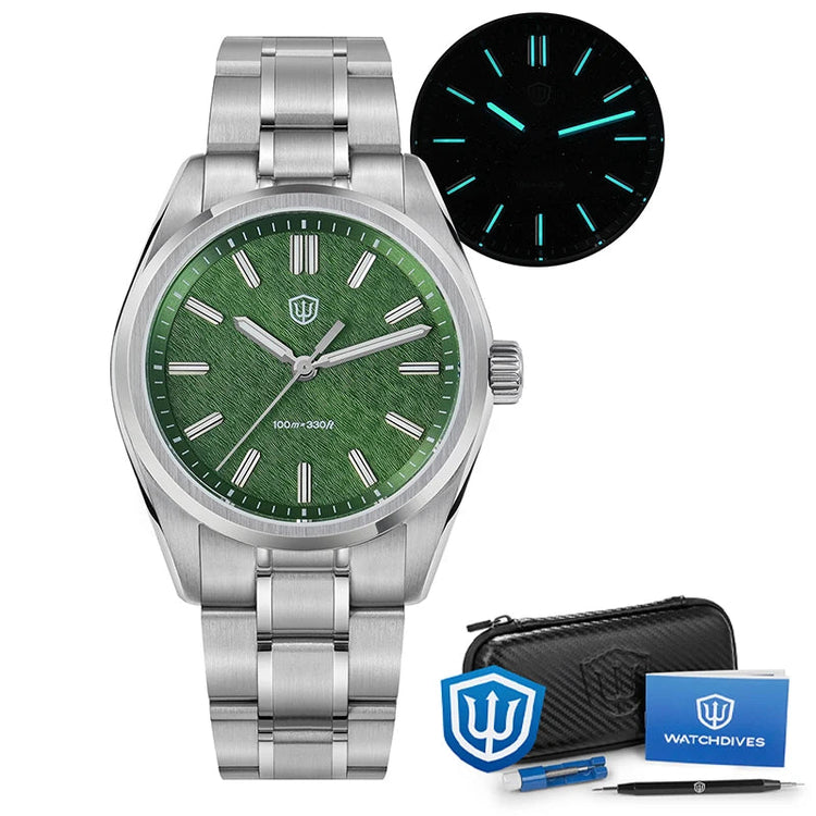 Watchdives WD0003B ‌Quartz Watches ‌VH31 Movement Aventurine Dial Watch 100m Waterproof Sapphire Crystal 36mm Vintage Watch Khamik Shop Online