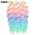FREEDOM Synthetic Curly Braiding Hair Extensions 24 Inch/60 cm Long Deep Wavy Twist Crochet Braids Hair Ombre Brown Rainbow Hair Khamik Shop Online